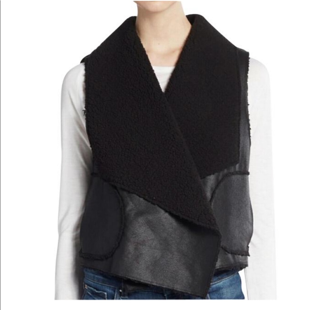 Black Faux Shearling Vest C&C California